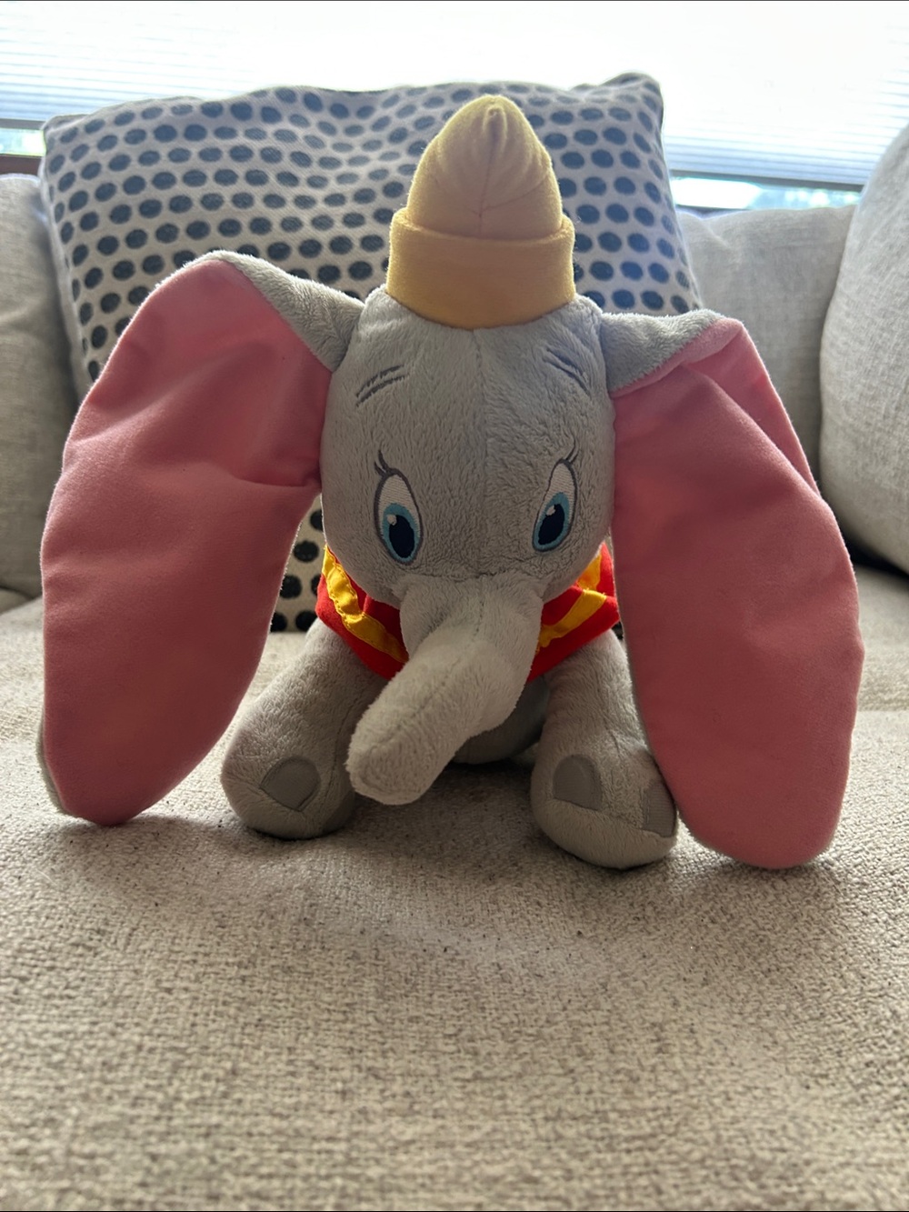 Disney Dumbo Plush - Gray Body with Pink Ears and Yellow Hat